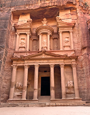 The treasury in the ruins of Petra, Jordan in 2023