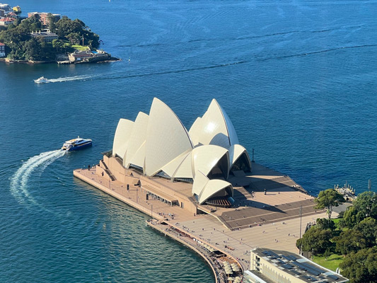 The Sydney Opera House from the Salesforce Tower in 2023