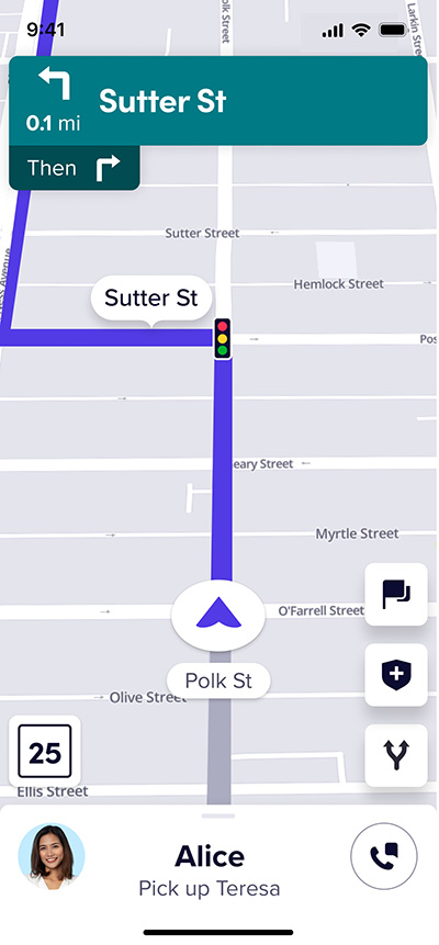 Screenshot of LyftNav alpha for Lyft drivers